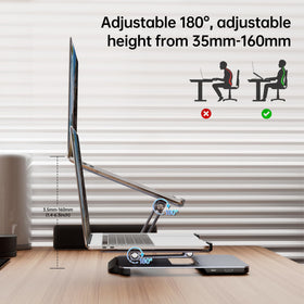 BENFEI beside a notebook to show size and scale for compact desk fitting