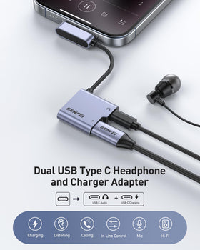 BENFEI USB-C Splitter supports 60W fast charging while streaming audio.