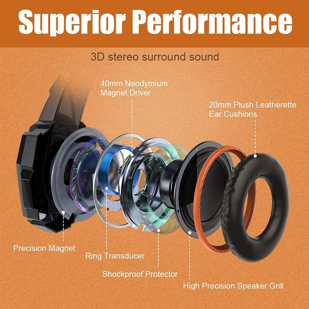 BENGOO G9000 earcup close-up with LED light highlighting immersive atmosphere