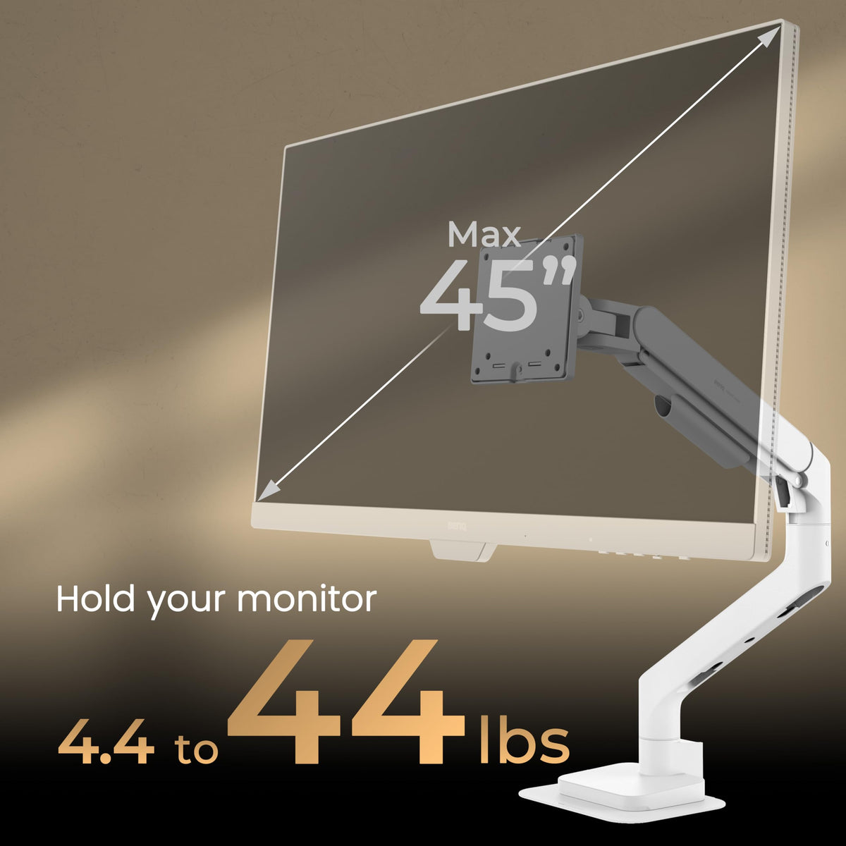 BenQ BSH02 Ergo Arm tilt feature enabling ergonomic viewing angles
