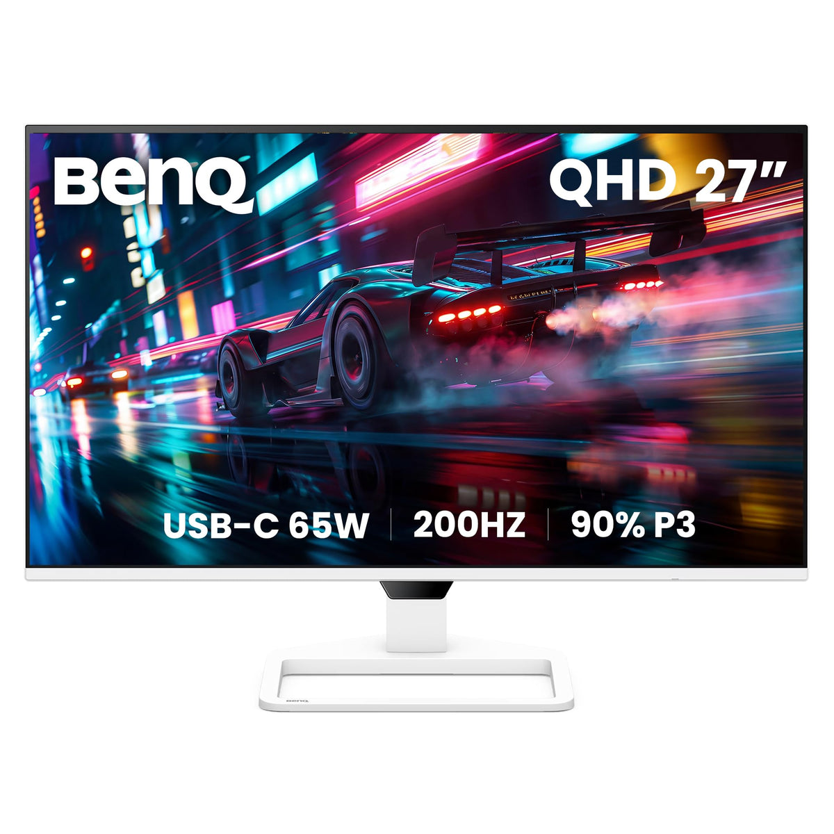 BenQ EW270Q front view showing vibrant 2K imagery with 90% P3 color