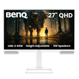 BenQ EW2790Q with stand height adjustment for ergonomic viewing during long work sessions.