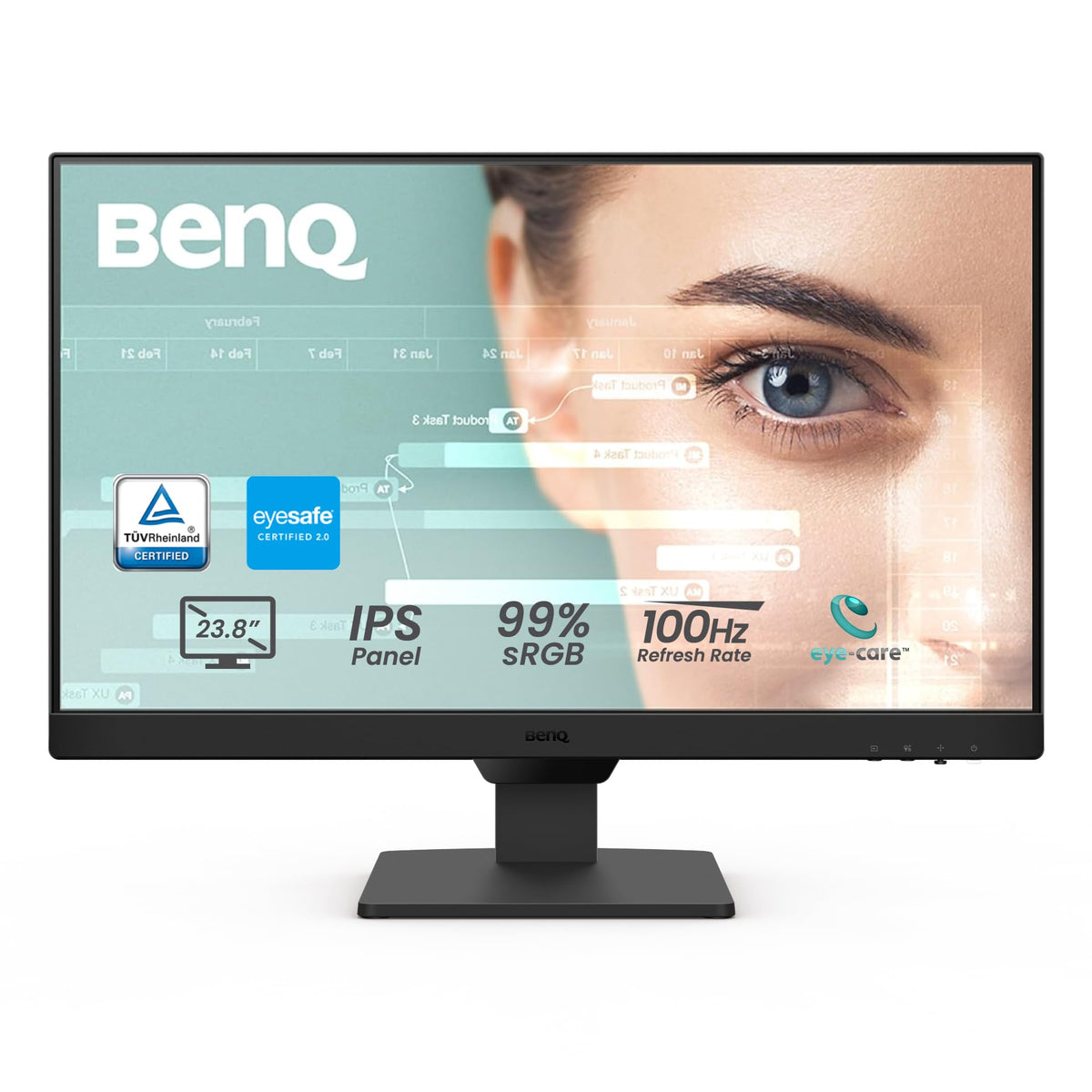 BenQ GW2490 front view with slim bezels and vibrant IPS colors.