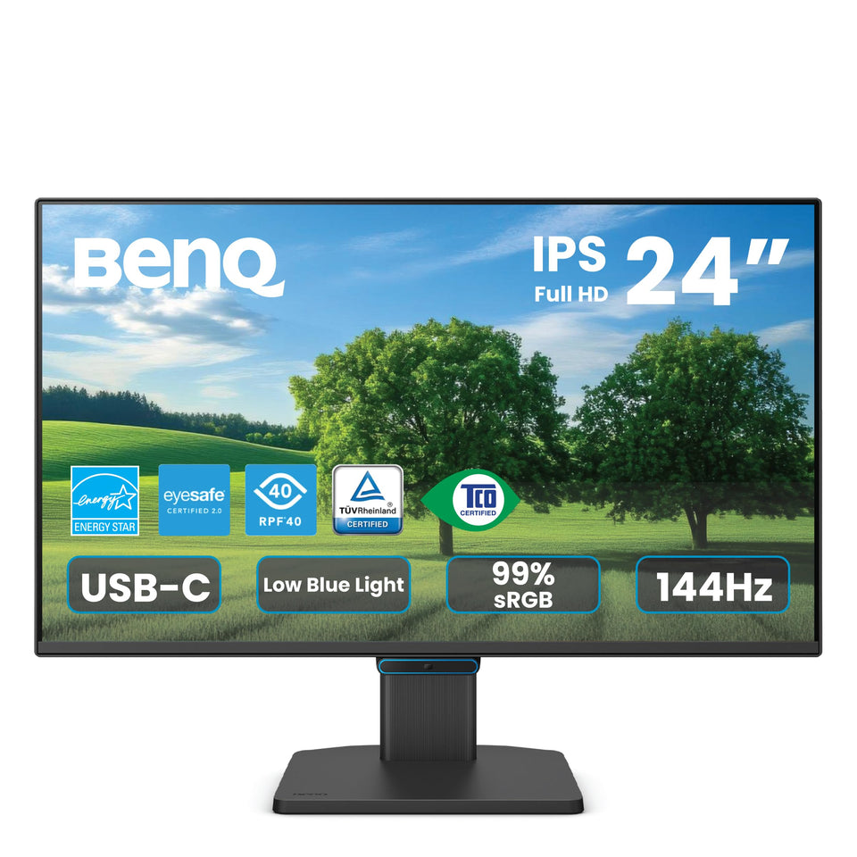 BenQ GW2490C front view with slim profile for compact desks and efficient work
