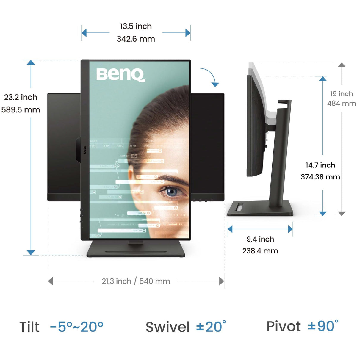 BenQ GW2490T eye-care technology reduces eye strain during long sessions