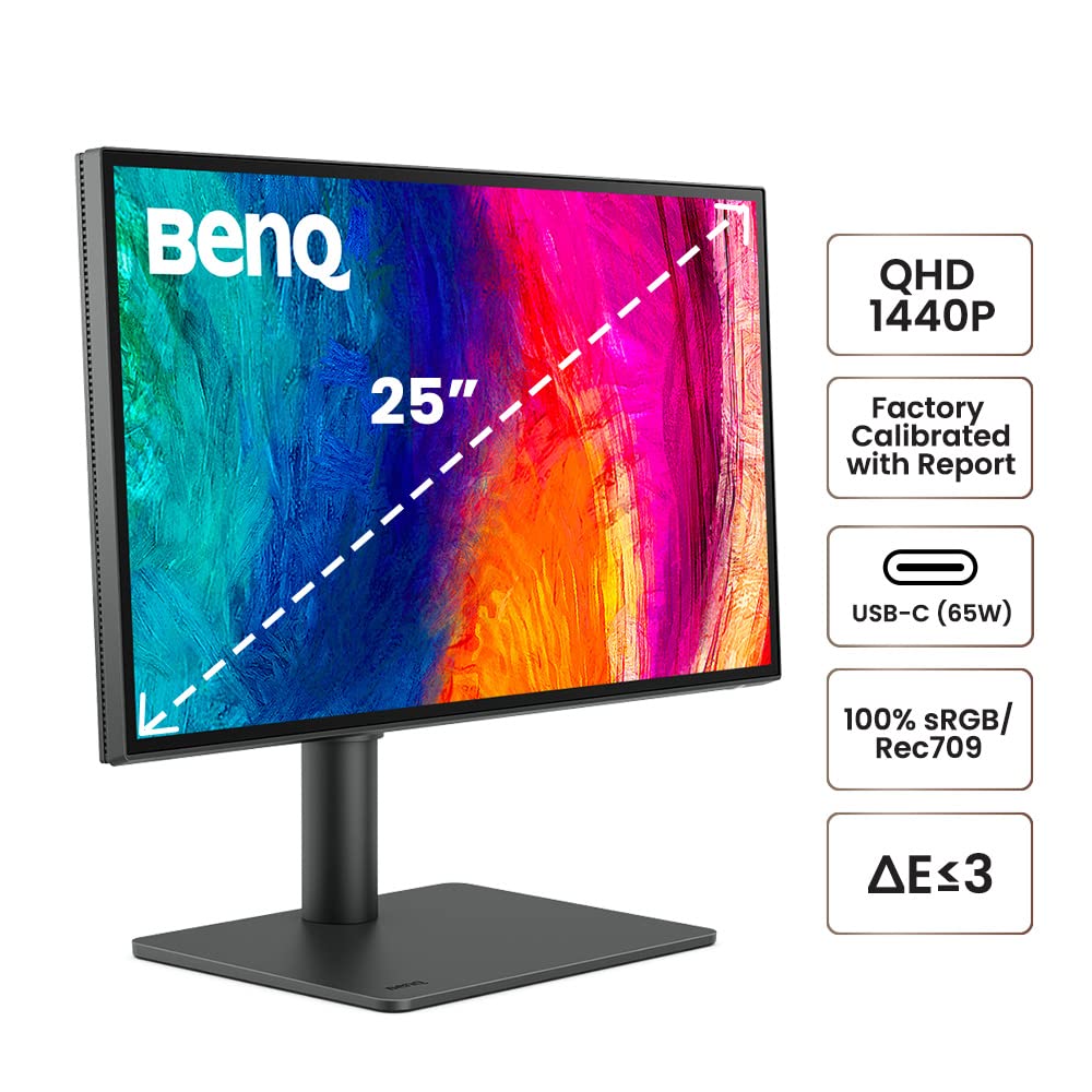 BenQ PD2506Q IPS panel provides wide viewing angles for precise edits.