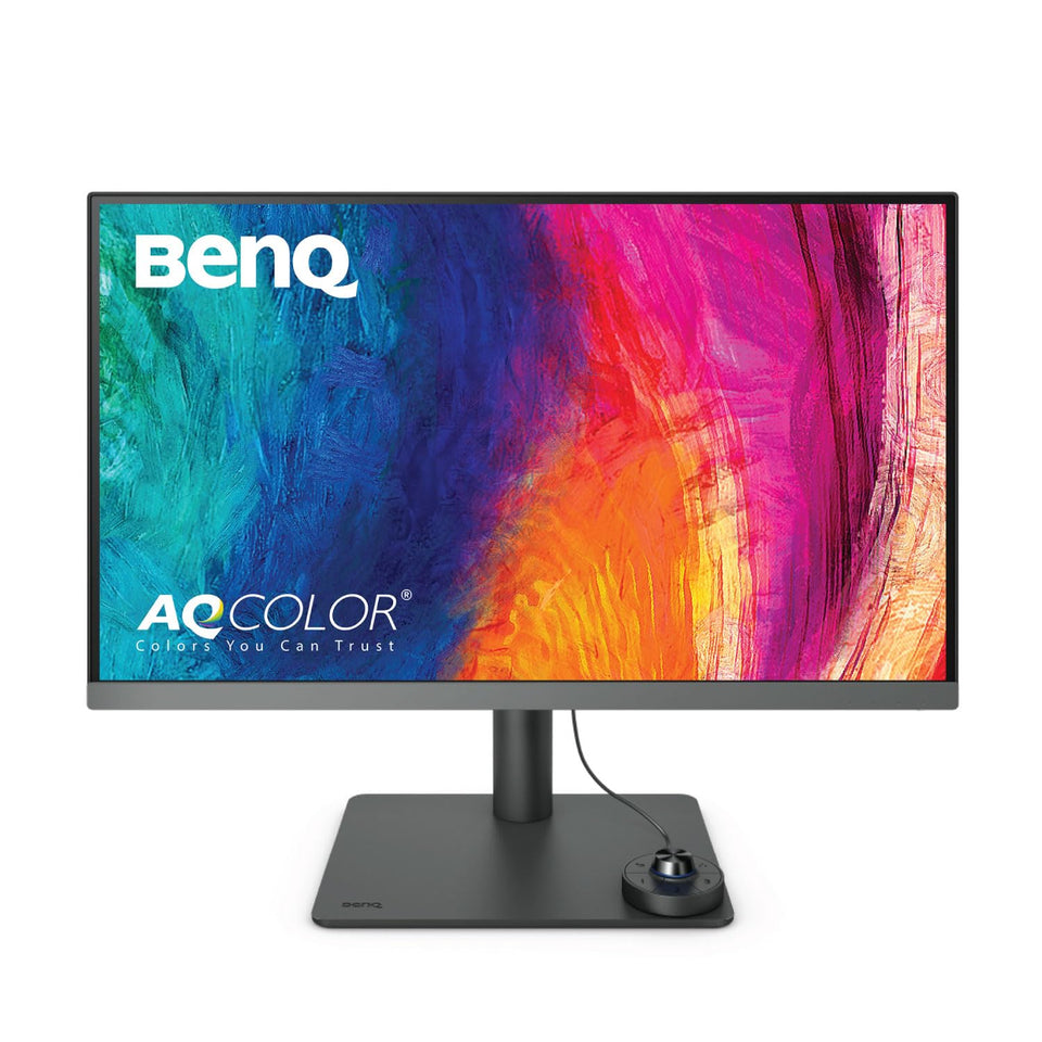 BenQ PD2706U 27-inch 4K monitor shows vibrant design imagery for professional work