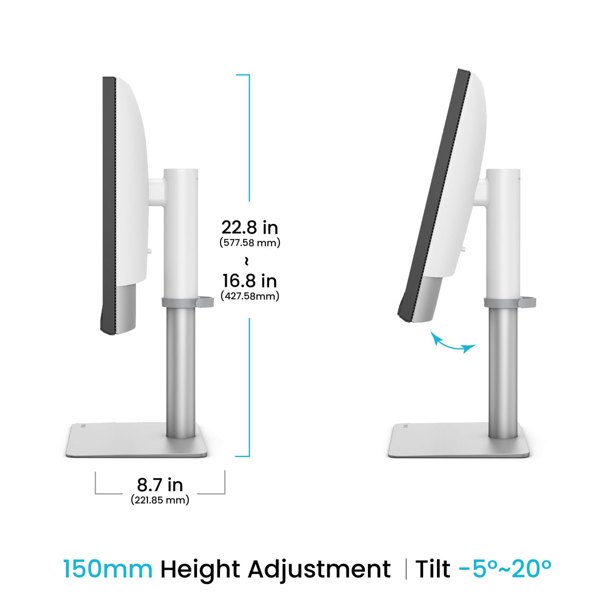 BenQ PD2730S ergonomic height adjustment for comfortable long sessions.