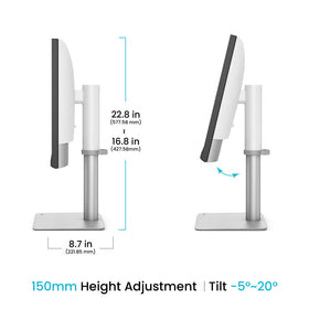 BenQ PD2730S ergonomic height adjustment for comfortable long sessions.