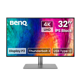 BenQ PD3225U desk setup shows 4K clarity for editing.