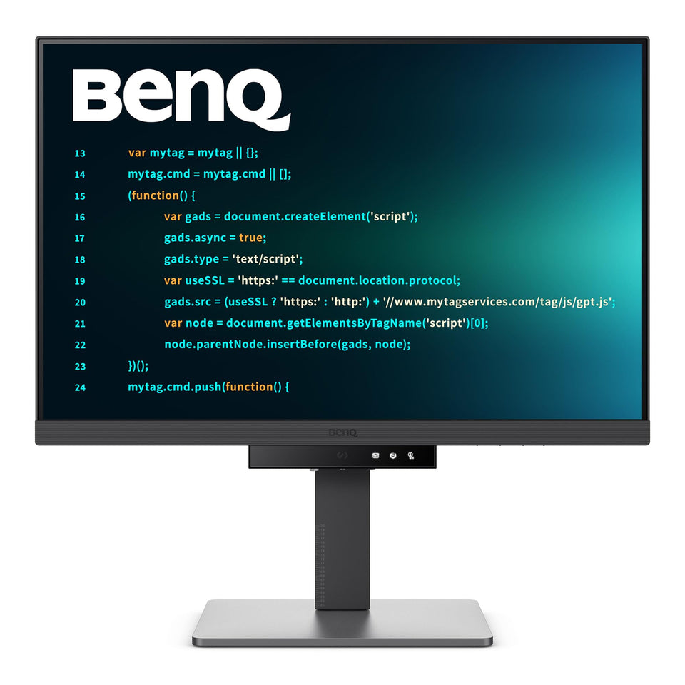 BenQ RD240Q front view highlights ergonomic design for long coding sessions.