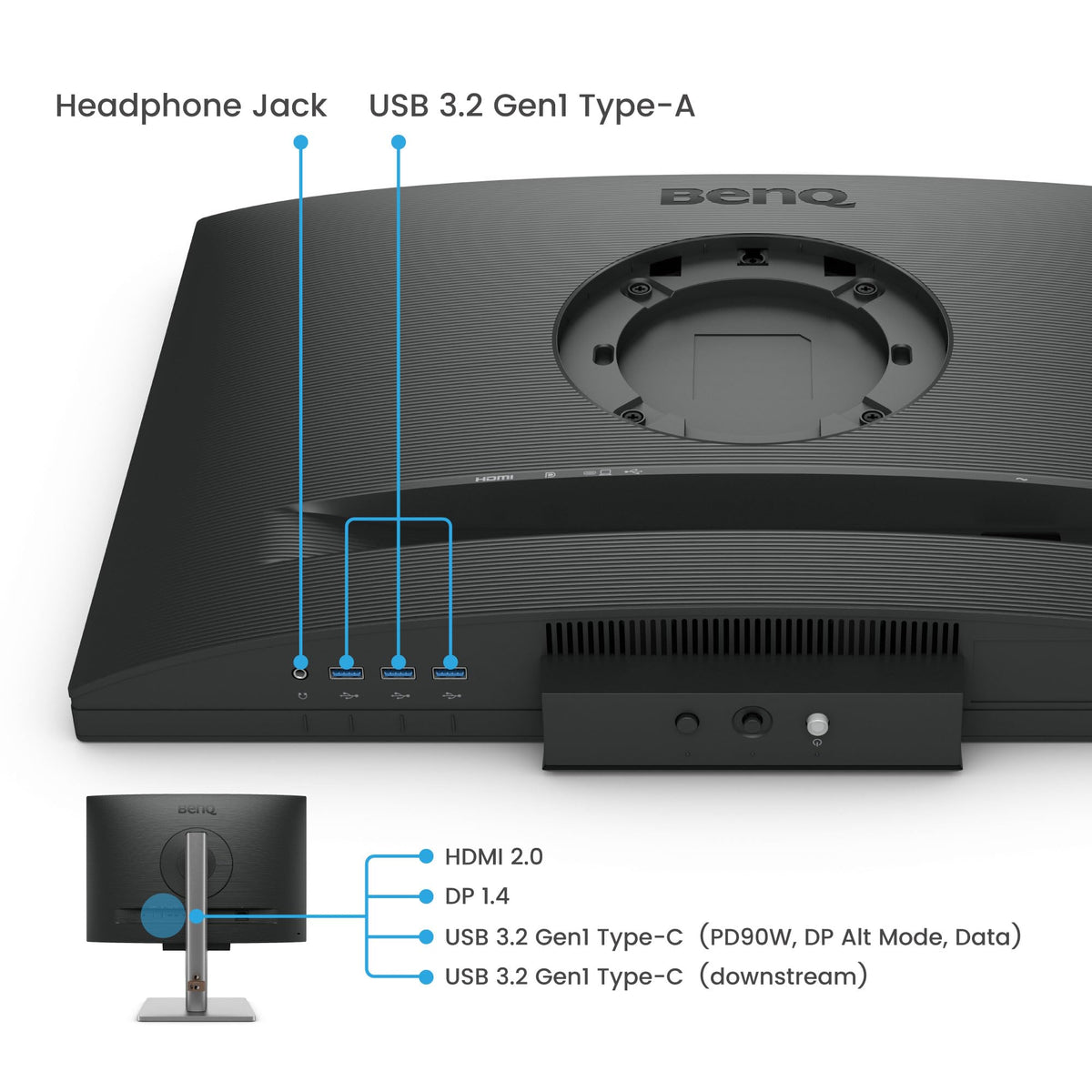 BenQ RD240Q 90W USB-C port powers and simplifies desk setup.