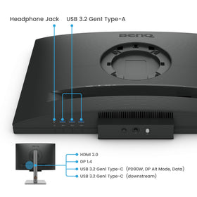 BenQ RD240Q 90W USB-C port powers and simplifies desk setup.