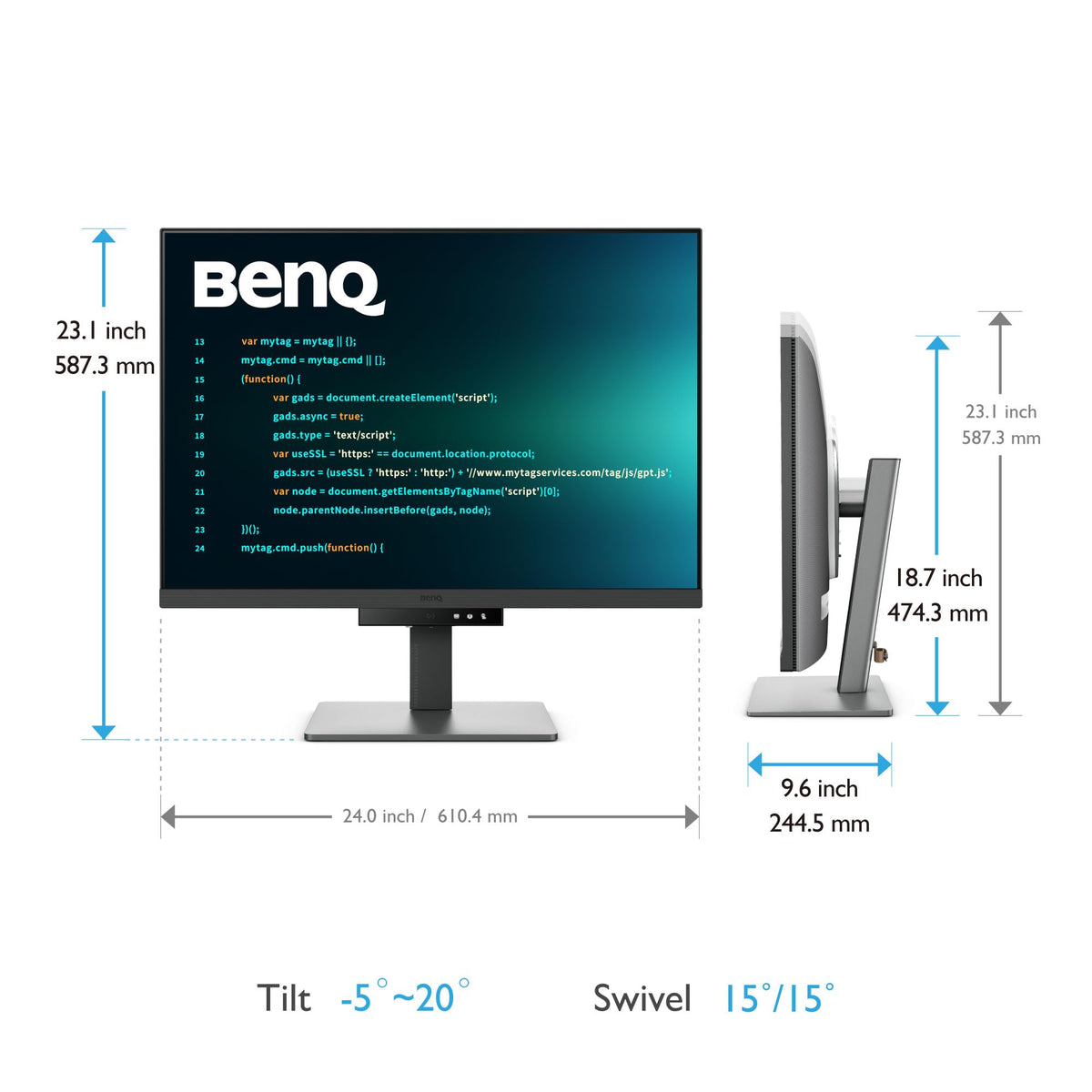 BenQ RD280U VESA mount compatibility enables flexible desk setups.