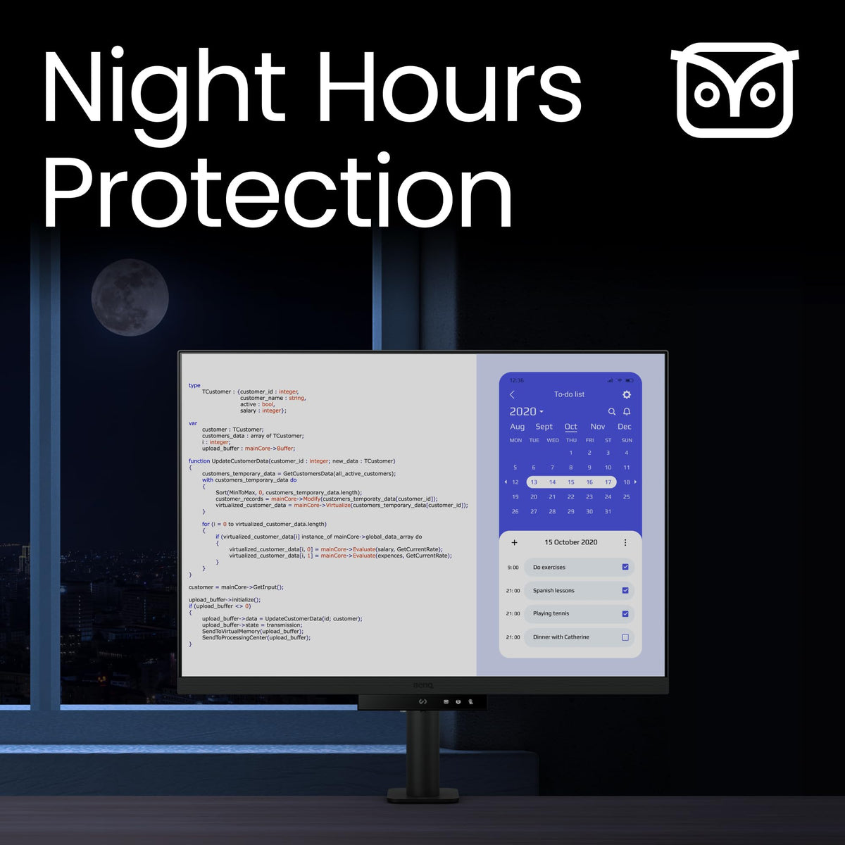 BenQ RD280UA night hours protection keeps brightness steady during late work