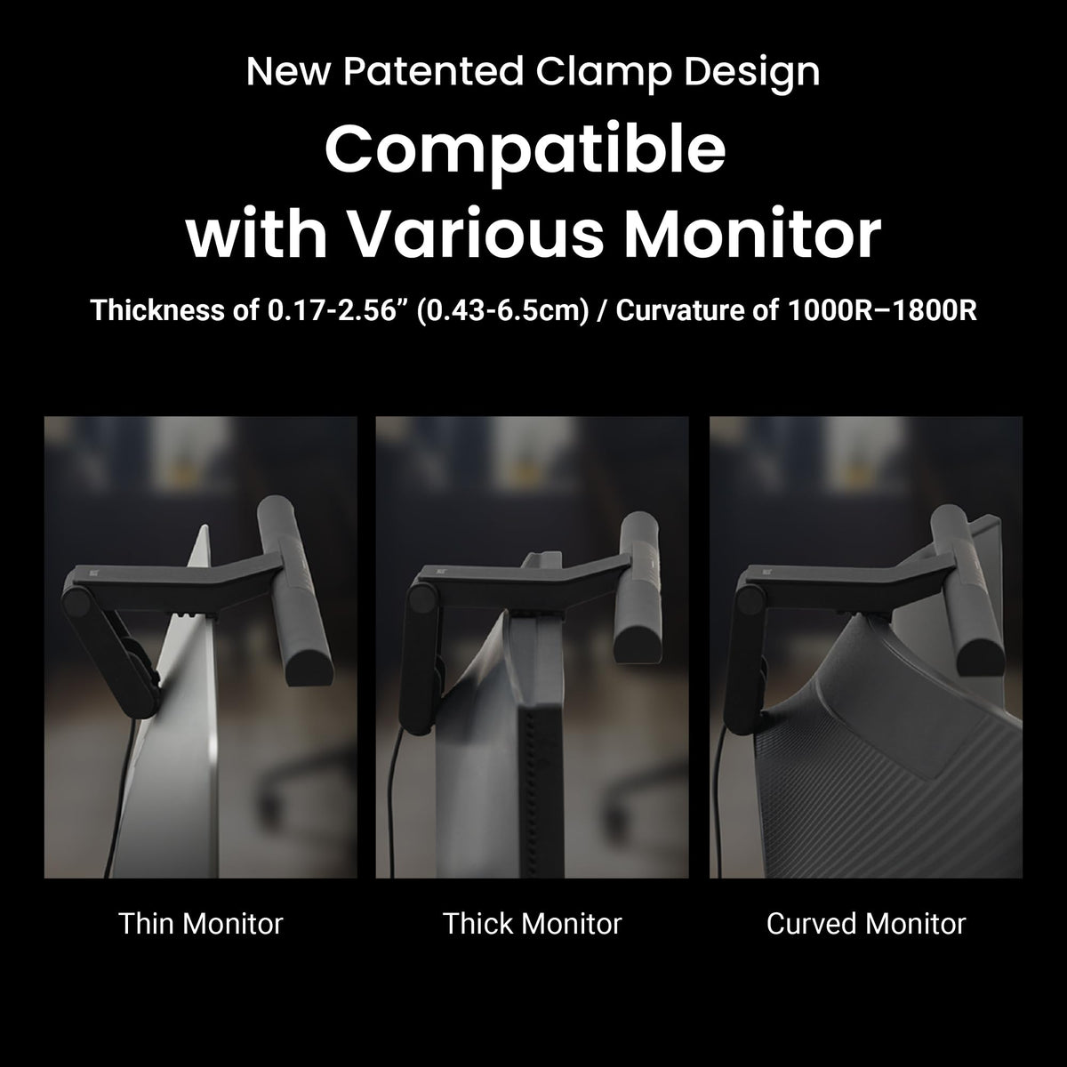 BenQ ScreenBar Pro clamp design fits most monitors without blocking camera.