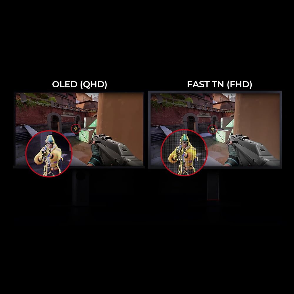 BenQ Zowie XL2566X+ shielding hood reduces glare for focused play.