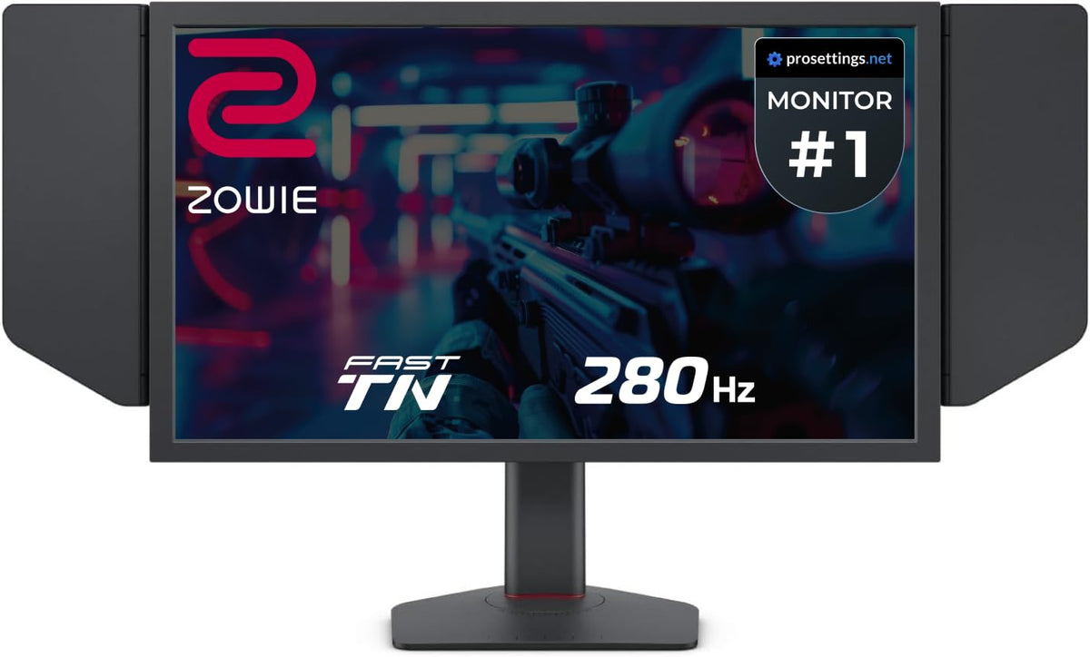 BenQ Zowie XL2540X+ front view with sharp motion clarity for fast gaming.