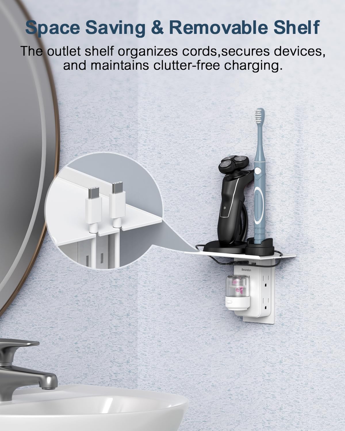 BEONDON 3-prong converter suitable for bedrooms and small spaces.