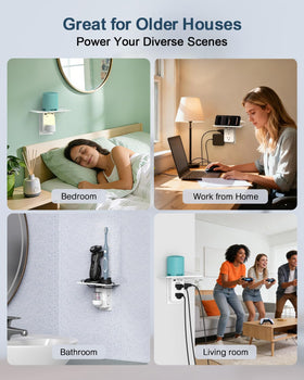 BEONDON compact power solution fits next to TVs and routers for organized power access.