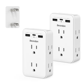 BEONDON front view showing six AC outlets and three USB ports, adds power points