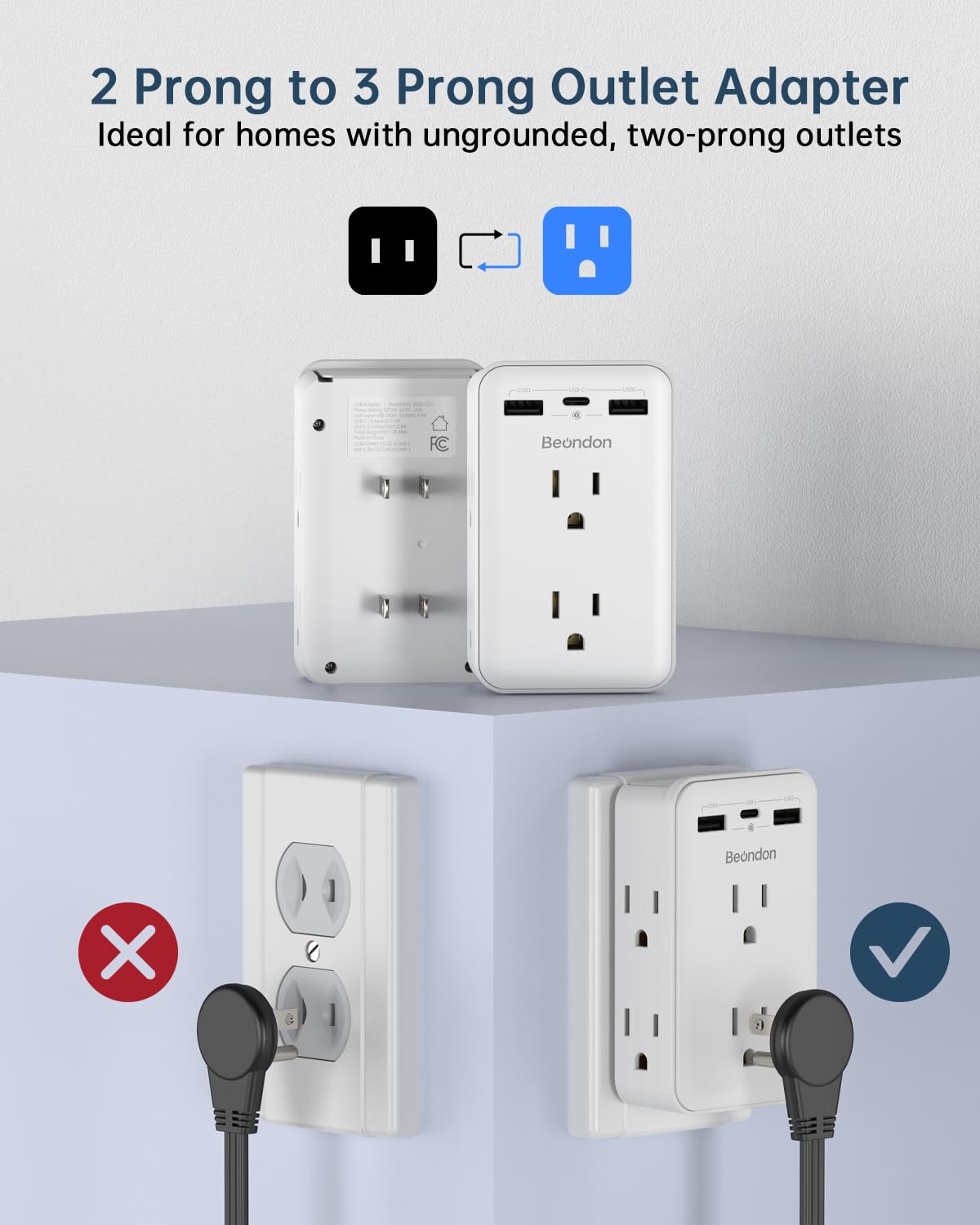 BEONDON close shot of USB-A and USB-C ports, fast charging access