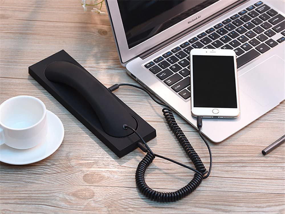 Berfea retro handset in use during a call for easy control on the go.