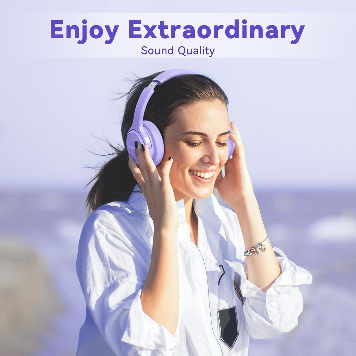 BERIBES earcup close-up with memory-protein padding for extended comfort