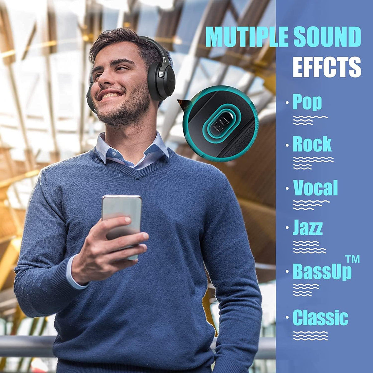 BERIBES folded compact headset illustrating portability and easy storage