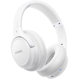 BERIBES front view showing headset profile and packaging, highlights portability