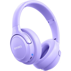 BERIBES front view showing foldable over-ear design and controls for travel convenience