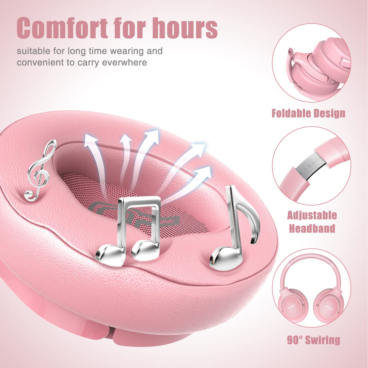 BERIBES worn by user at desk, demonstrates comfort and hands-free call convenience