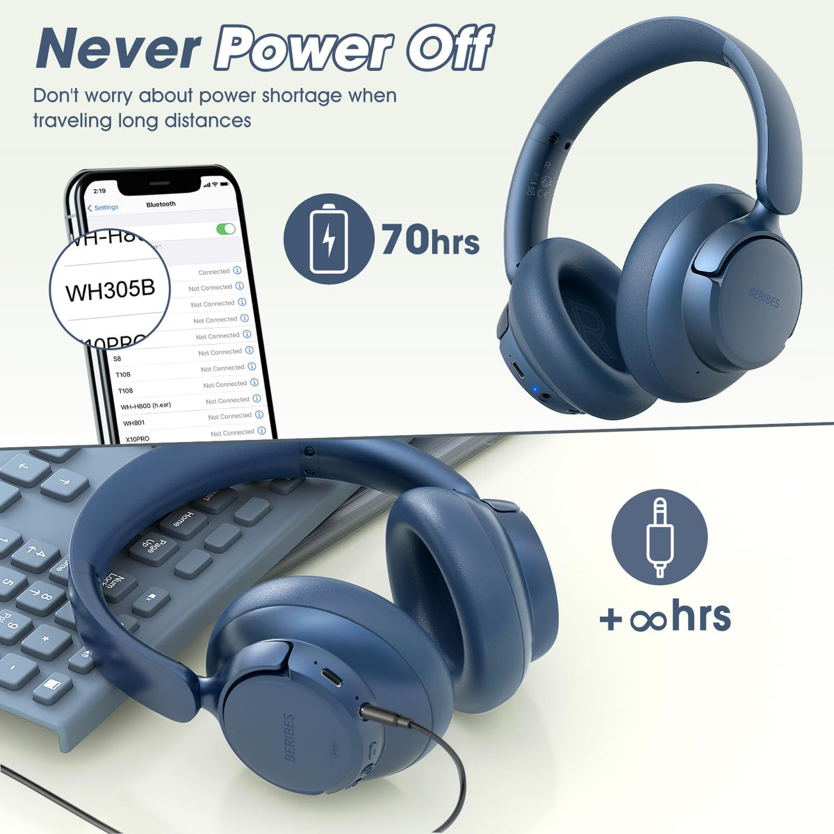 BERIBES side view controls and mic for easy hands-free call benefit