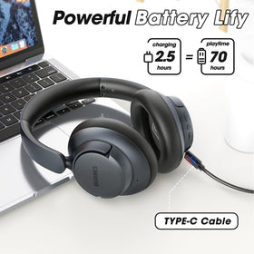 BERIBES headphones worn by commuter demonstrating noise reduction benefit