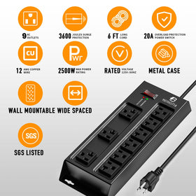 berigtta closeup of T-slot outlets highlighting compatibility with 15A and 20A plugs for flexibility