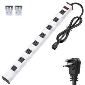Berigtta heavy-duty power strip front view showing eight wide-spaced outlets for easy plugging
