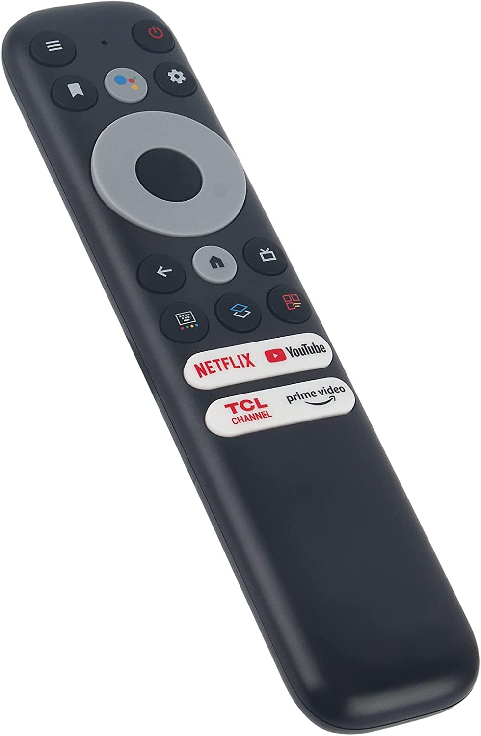 Besia RC902N FMR1 remote front view with ergonomic grip for TCL TV control