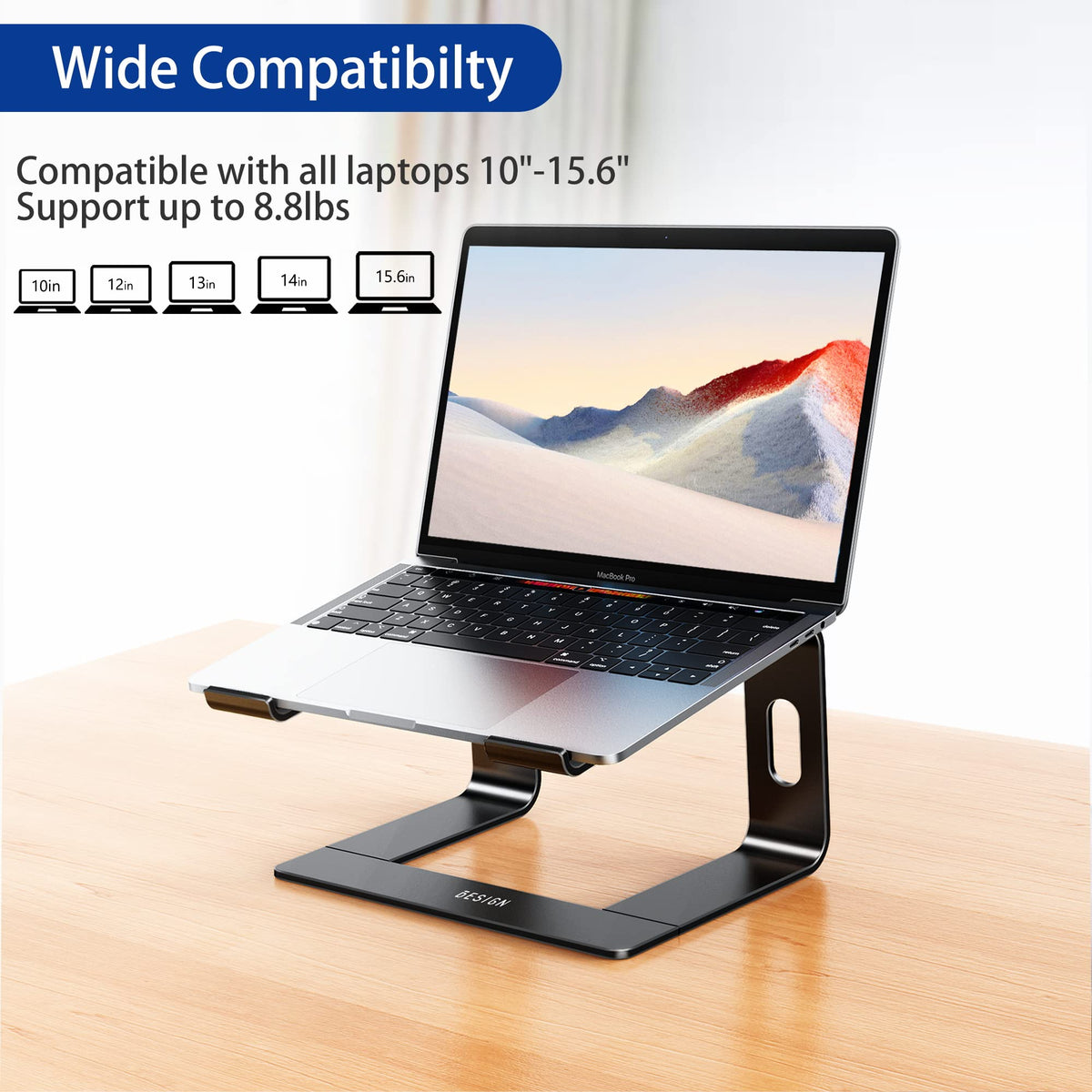 Besign LS03 sturdy aluminum frame supports up to 4 kg without wobble.