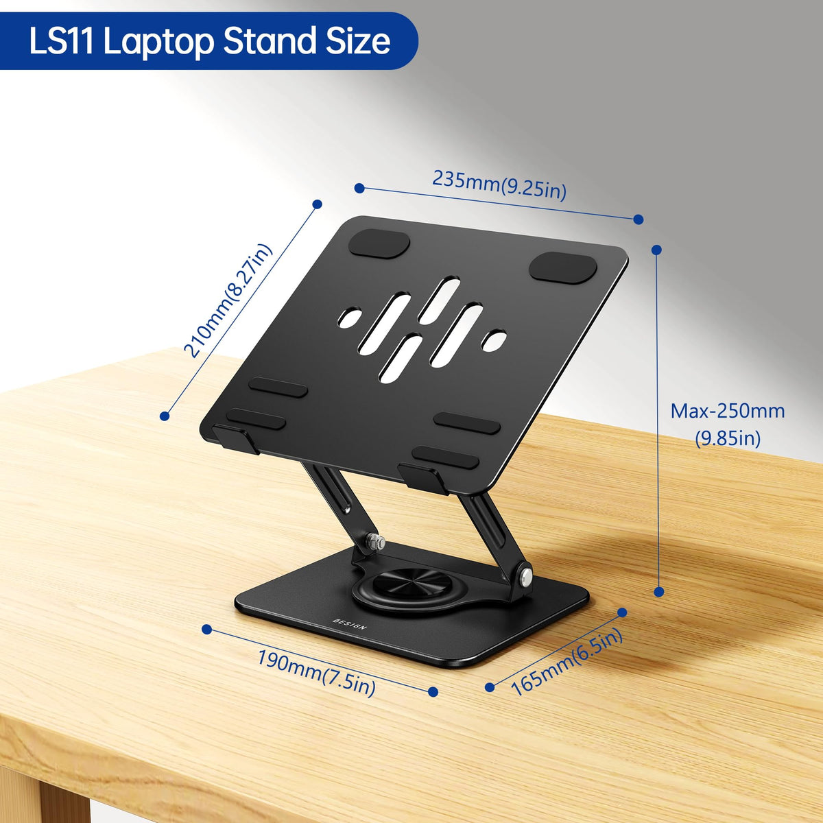 BESIGN LS11 open ventilation design promotes laptop cooling while in use.