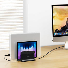 BESIGN LS13 tidy desk setup with multiple devices.