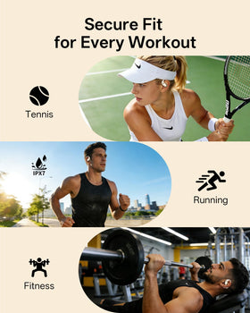 BeSing earbuds worn by runner outdoors, maintains situational awareness and stability