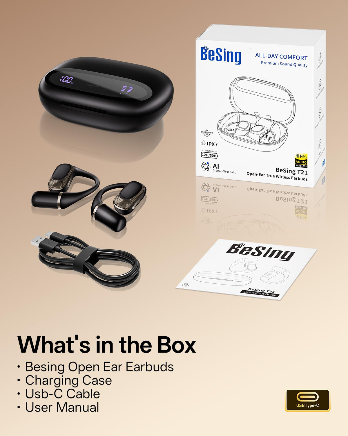 BeSing earbuds on commuter in urban setting, ideal for travel and workouts