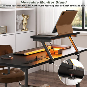 Besiost desk on smooth wheels for easy movement.