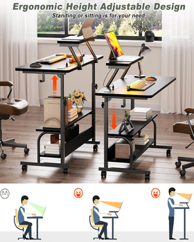 Besiost rolling desk with monitor stand for ergonomic screen height.