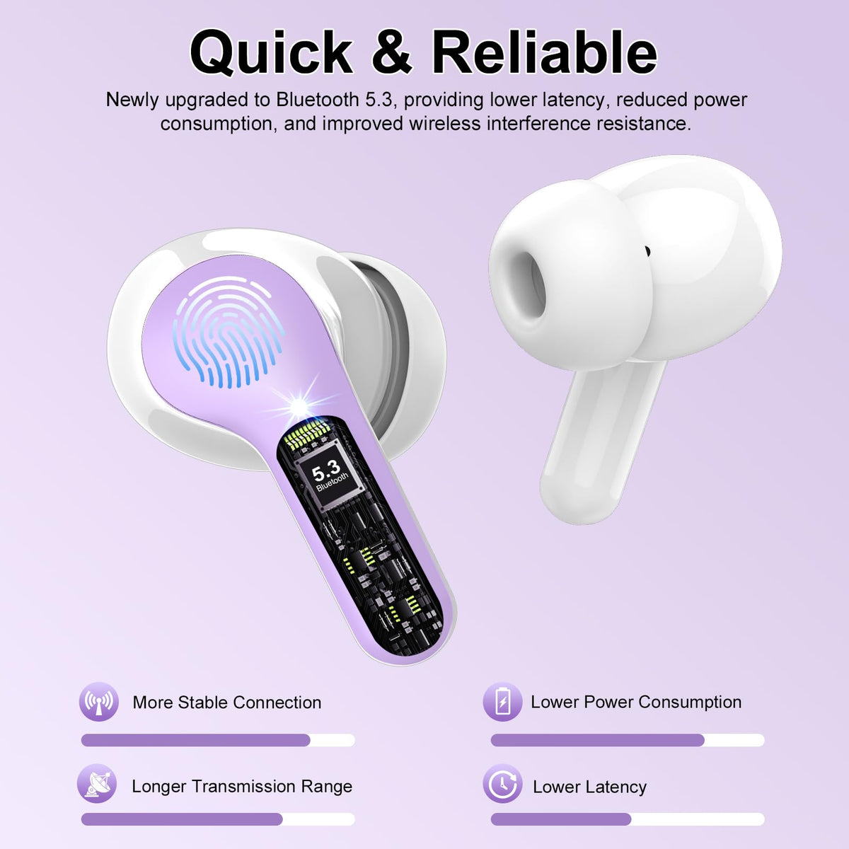 BESNOOW charging case LED display showing battery levels for easy monitoring