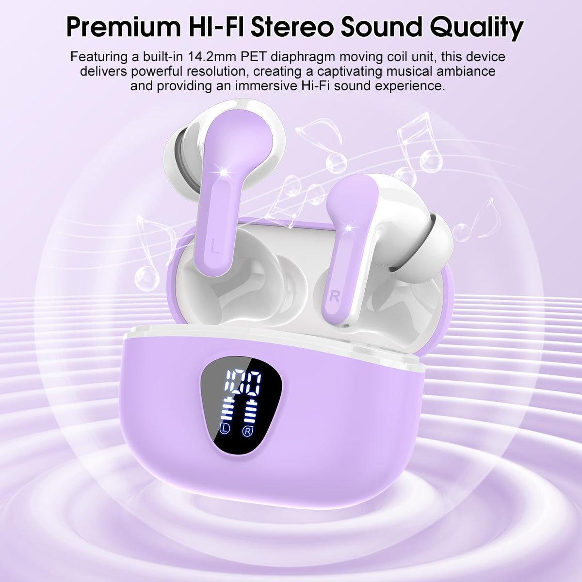 BESNOOW earbuds with water splash demonstrating IP7 protection outdoors
