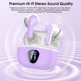 BESNOOW earbuds with water splash demonstrating IP7 protection outdoors