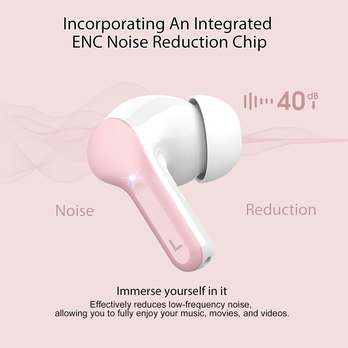 BESNOOW I53 earbud close-up showing smooth finish and ergonomic curve