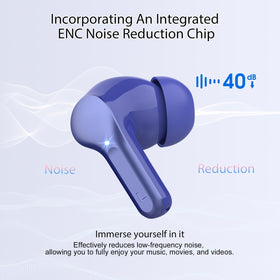 BESNOOW earbud close-up showing driver detail, promises rich audio