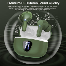 BESNOOW earbud close-up showing driver detail for richer bass and clearer highs